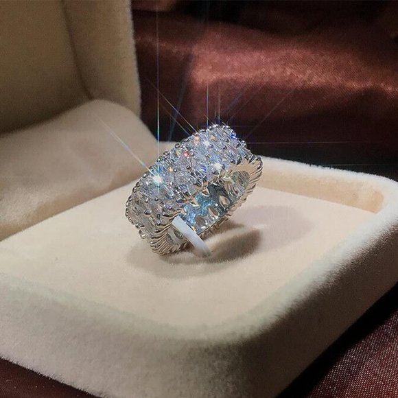 💎 Round Full Zircon Stone Dazzling Luxury Finger Rings for Women, PD121 - Picture 11 of 13